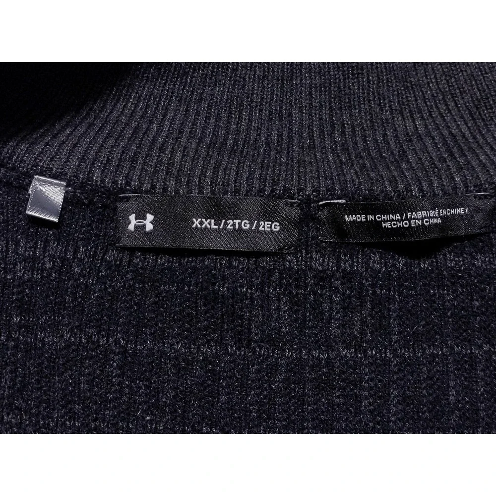 UNDER ARMOUR Threadborne Zip‎ Sweater 1326452 Wool Blend Charcoal Black XXL 2XL